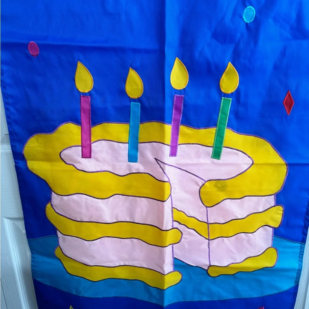 New‎ Creative Enterprises birthday cake confetti nylon flag